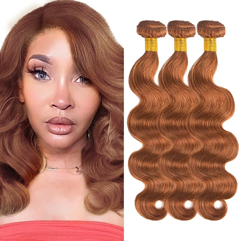 Color 30 Bundles Human Hair Body Wave Light Brown Bundle Color 30 Human Hair Bundles Light Brown Body Wave Bundle 150g 12 14 16 Inch