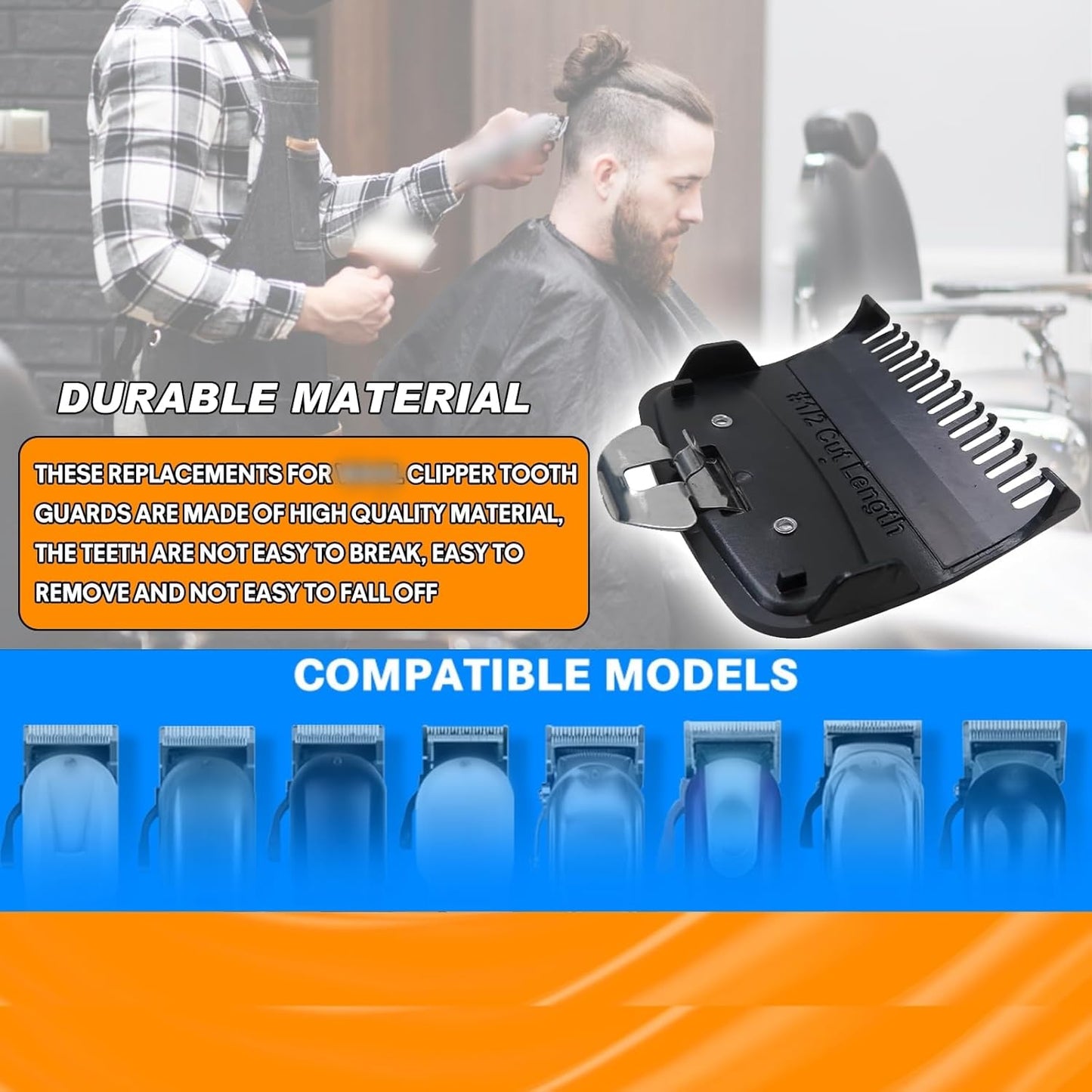 Clipper Guards Set - Compatible with Wahl Clipper | 1.5mm Metal Guide Comb Attachment, 1/16" for Professionals, Black