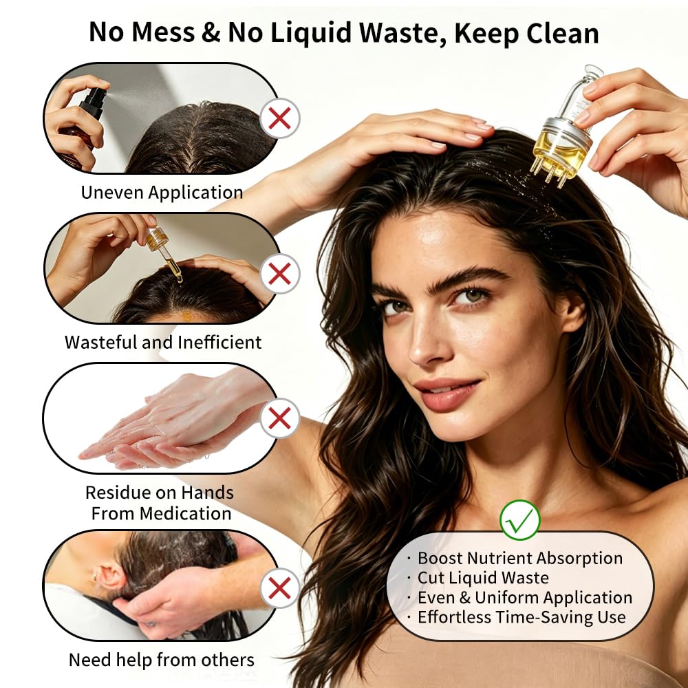 Minoxidil Applicator, Quick Efficient Apply No Messy Hair Serum Applicator Small Minoxidil Applicator Tool, Scalp Applicator Comb Minoxidil Brush Scalp Applicator Comb (Transparent)