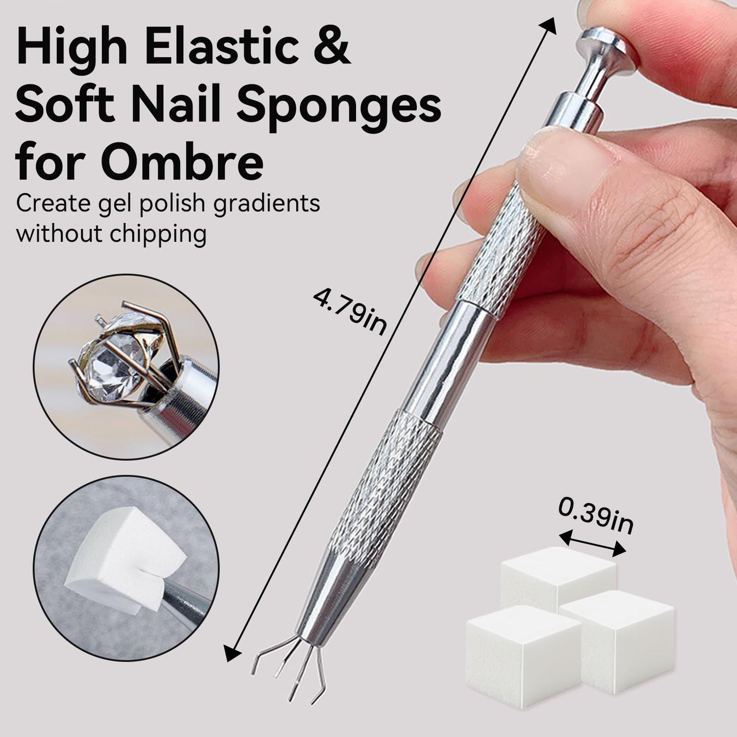 ESUOHYM 200 PCS Nail Sponges for Ombre with Grabbing Pen,Mini Aura blending Sponges for Nail Art,Nail Ombre Brush for Pat Gel & Pigment Powder,Nail Art Tools Accessories Supplies for Home Salon