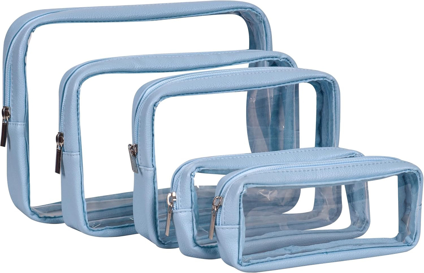 TSA Approved 5-Piece Diaper Bag Organizer Set - Clear Waterproof TPU Travel Packing Cubes for Baby (Pink Leather)