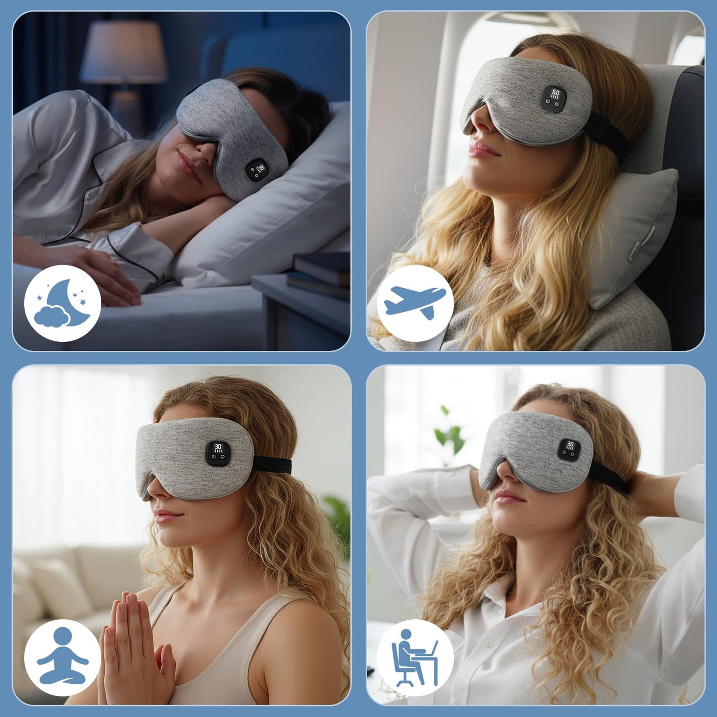 Heated Eye Mask for Dry Eyes, Cordless Warm Eye Compress with 4 Heat & time Levels, Eye Heating pad for Blepharitis, Styes, Travel, Improved Sleep, Gift (White)