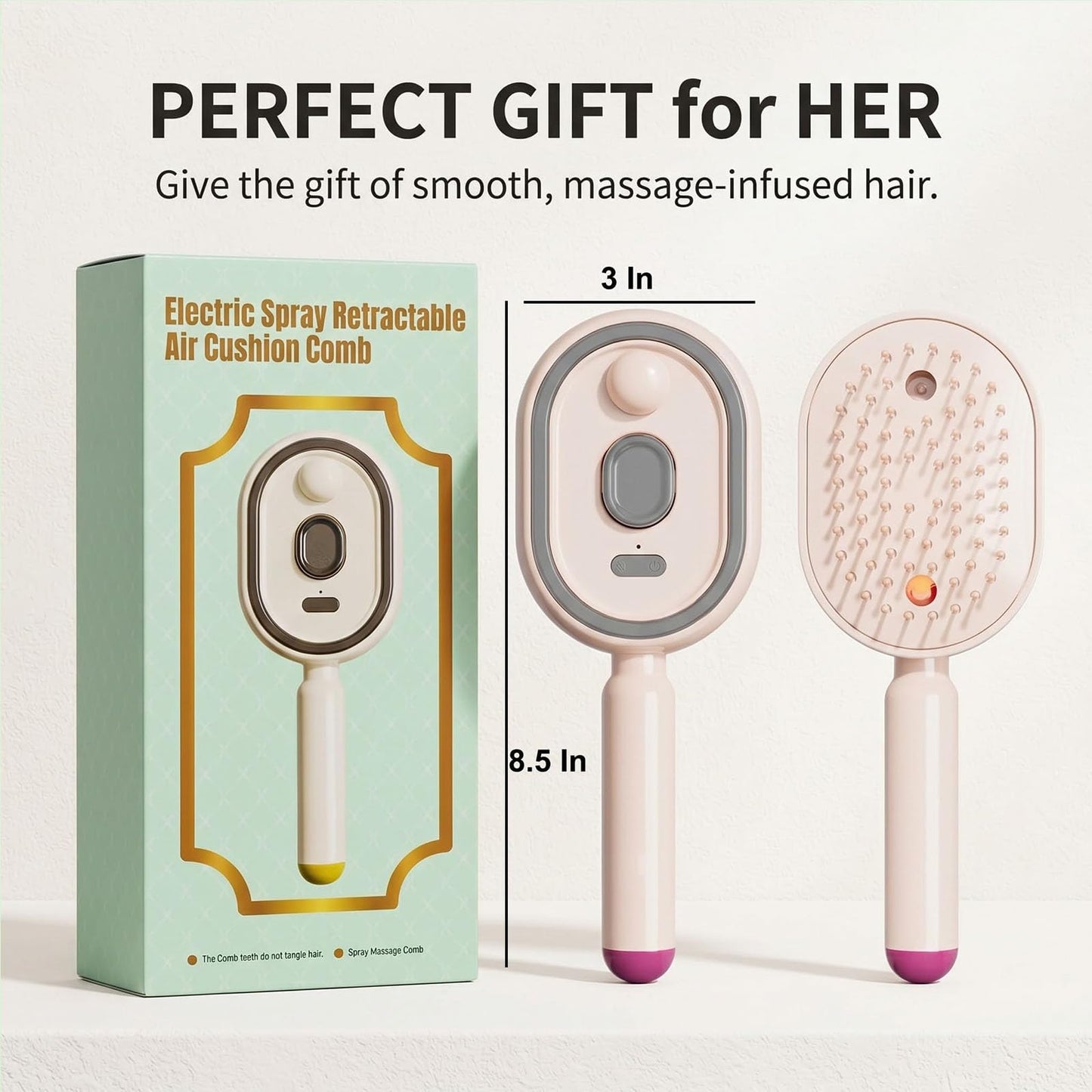 Suerteyay Hair Brush, Electric Spray Air Cushion Massage Comb, Self-Cleaning Anti-Tangle Hair Brush With Essential Oil Mis, Rechargeable Detangling Electric Steam Brushs(Pink)