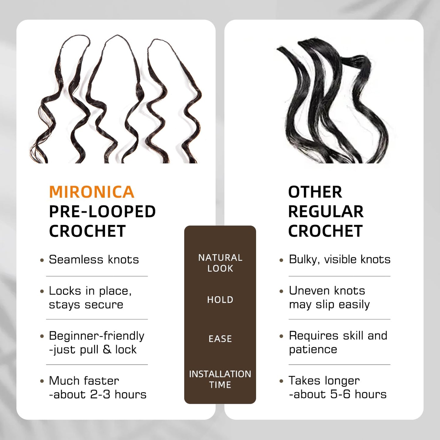 Burmese Curly Human Hair Crochet Bundles - 16 Inch 120g Knotless Pre-Separated Water Curly Extensions | Natural Black Color