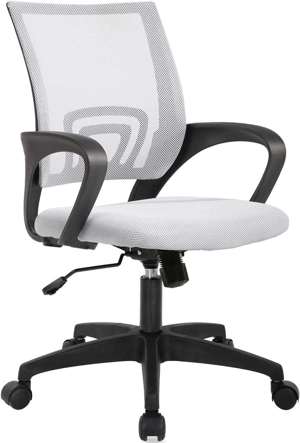 Ergonomic Office Chair - Mid-Back Swivel Desk Chair with Breathable Backrest & Lumbar Support | Adjustable Height | Black