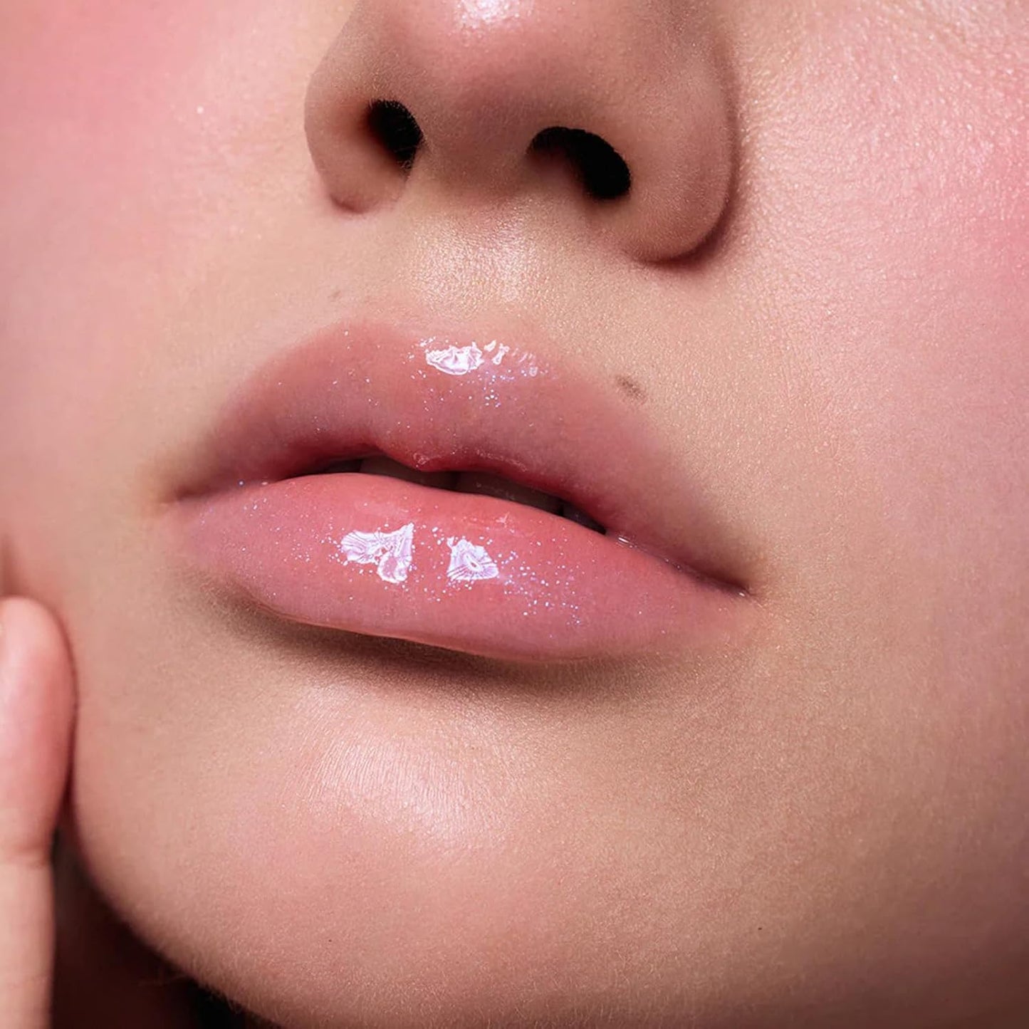 Nourishing Lip Glaze - Shimmery Clear Lip Gloss with Hyaluronic Acid | Moisturizing Plumping Oil, 0.16 Fl Oz (P06 Lunar Jelly)