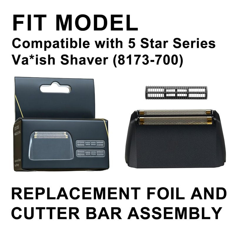 Shaver Replacement Foil & Cutter Bar, Compatible with Wahl 5 Star Series Vanish Shaver 8173-700, Blade for Wet & Dry Close Shaving, 1-Pack, Black