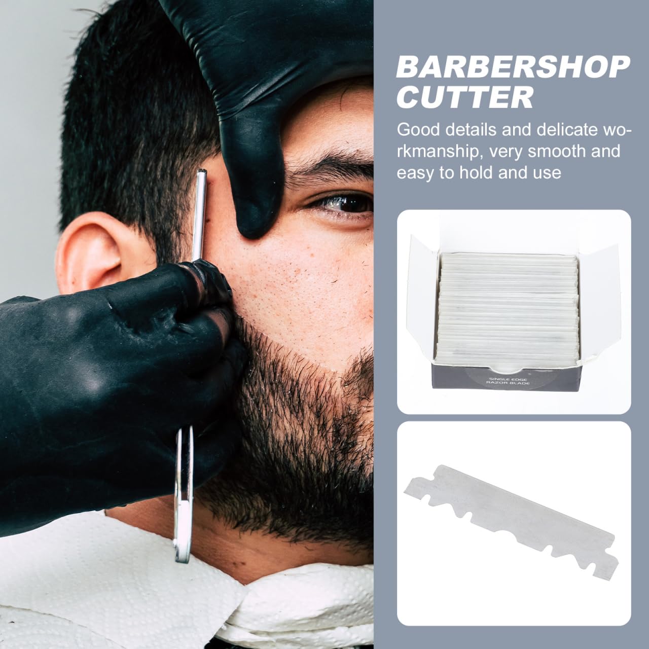 100 Count Single Edge for Men, Professional Barbershop One Blade Refills for Face Shaving, Precision Beard and Mustache Grooming, Fits Folding Straight Razors