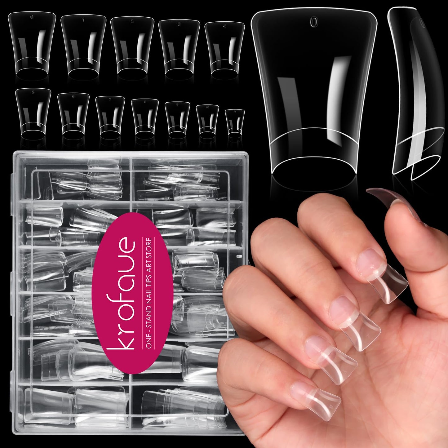 krofaue Duck Nail Tips - Clear Soft Gel Curved Nail Tips