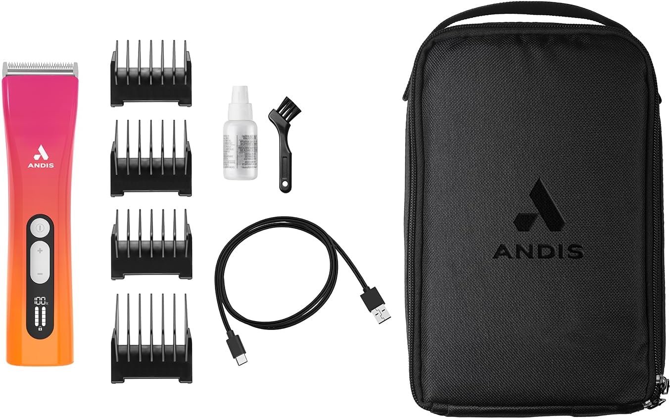 Andis ProClip 5-in-1 Pet Hair Clipper - Adjustable Blade, Cordless, Digital Display | Sunset Color