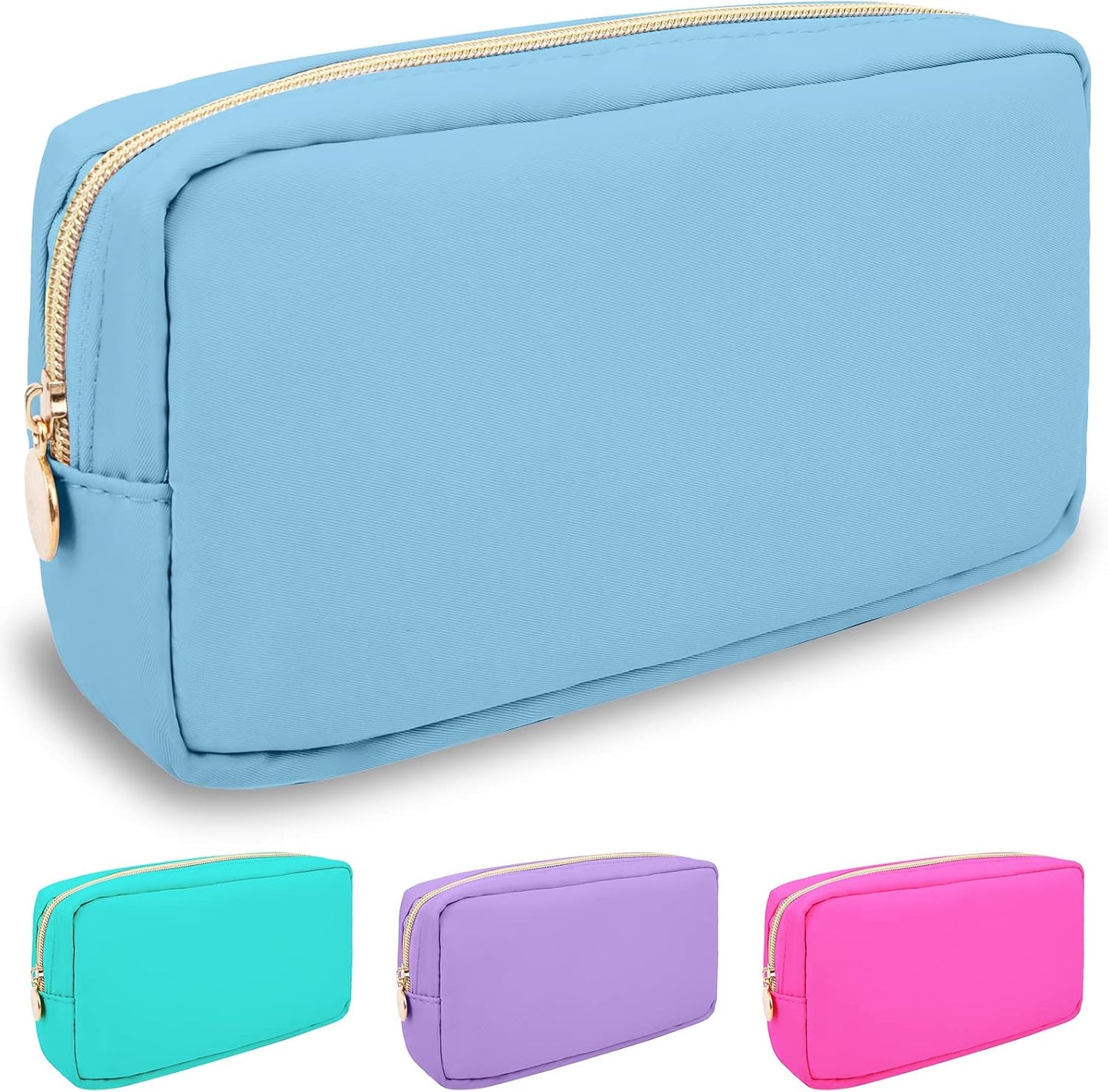 Floral Makeup Bag - Cute Pink Nylon Zipper Pouch for Travel | Waterproof Cosmetic Organizer for Women