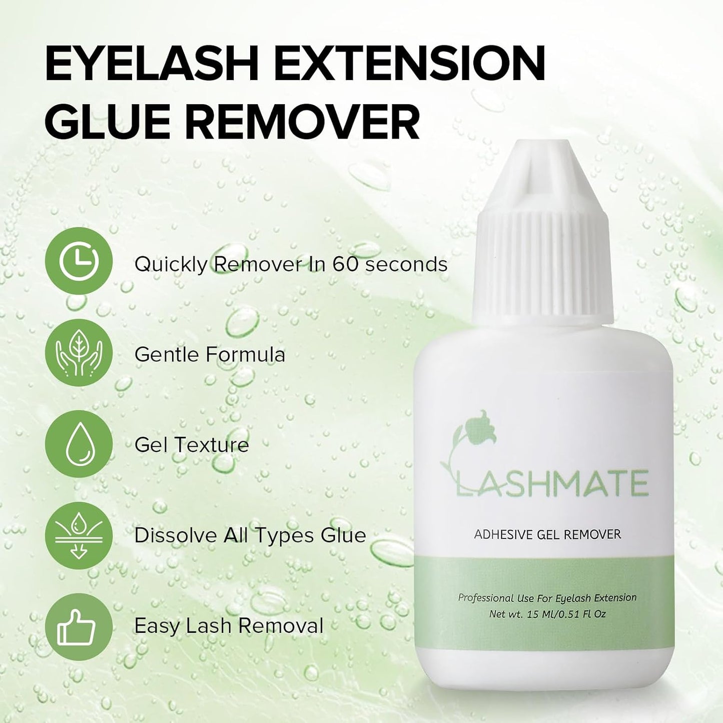 Eyelash Extension Remover Gel - Fast-Acting Formula for Sensitive Skin | 15ml Low Odor Solution