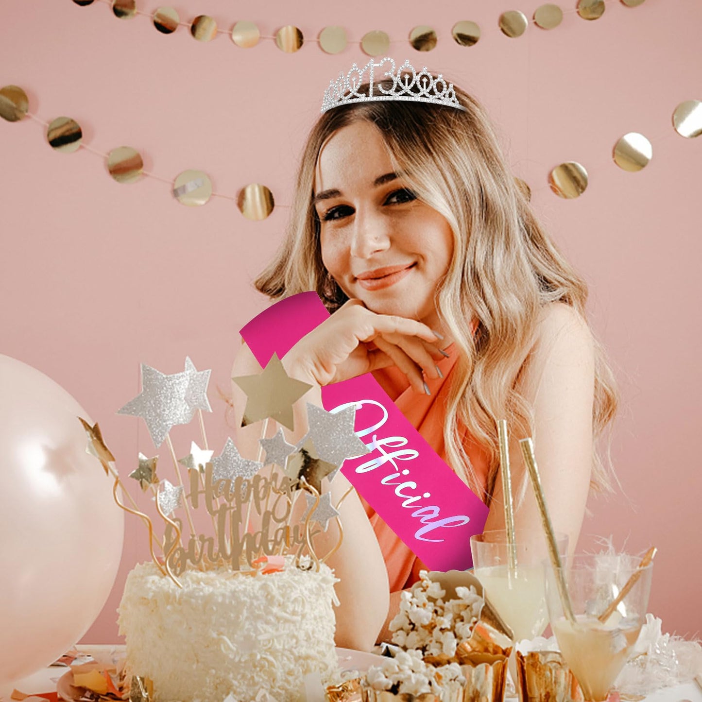 Semato 13th Birthday Decorations for Girls Hot Pink 13th Birthday Sash and Tiara Kit Gifts for Girls