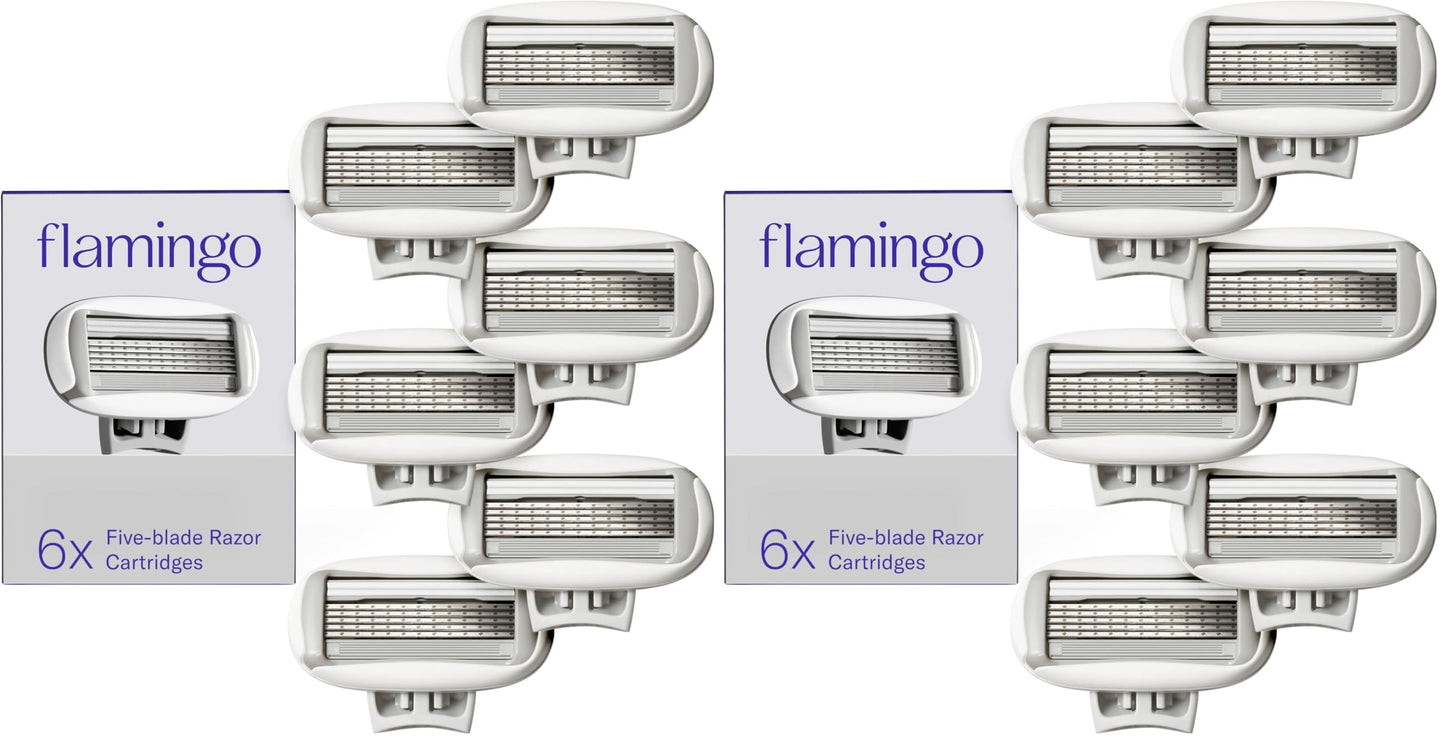 Flamingo Women's Original Razor Blade Refill Cartridges for Women - 5-Blade Shaving Razors for Women, 6 Count (Pack of 2)