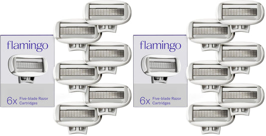 Flamingo Women's Original Razor Blade Refill Cartridges for Women - 5-Blade Shaving Razors for Women, 6 Count (Pack of 2)