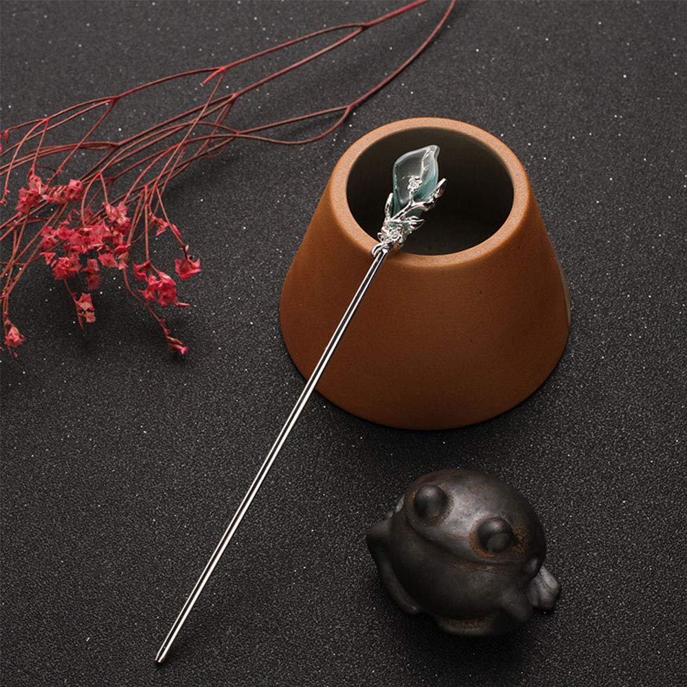 Metal Hairpin Female Hair Accessories Hair Fork Vintage Women Classic Chinese Style(silver&blue)