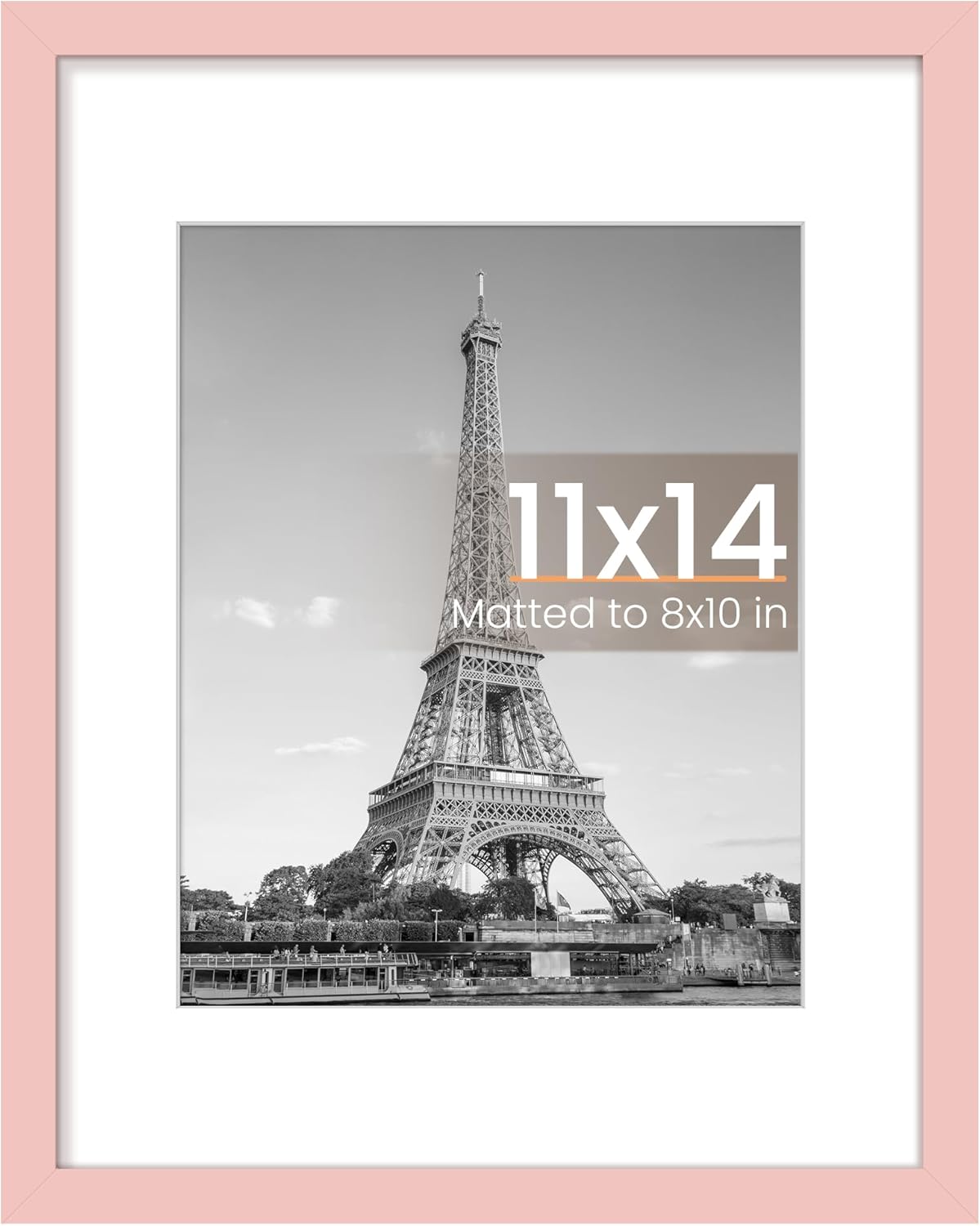 Upsimples 11x14 Picture Frame - Display 8x10 Photos with Mat or 11x14 Without Mat | Black Wall Hanging Frame