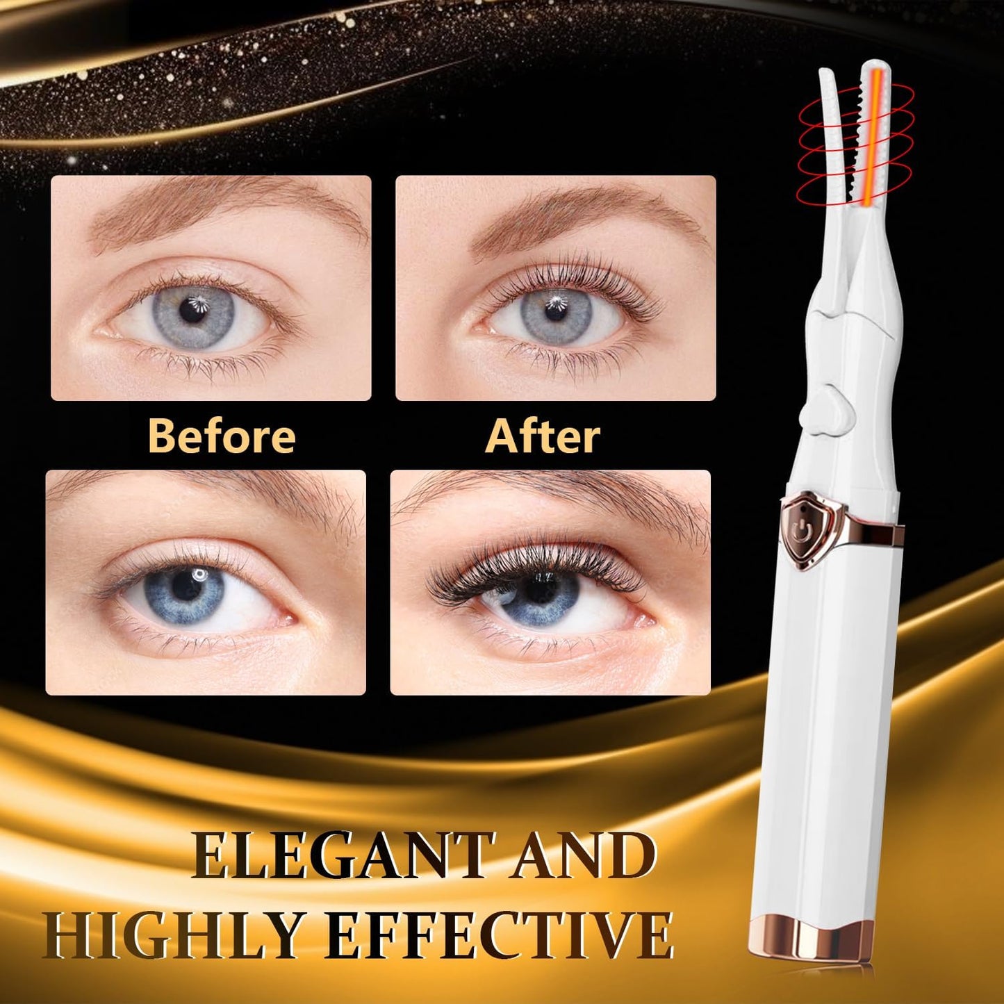 Heated Eyelash Curler - 2-in-1 USB Rechargeable Design with 3 Temperature Modes | Long-Lasting Natural Curl