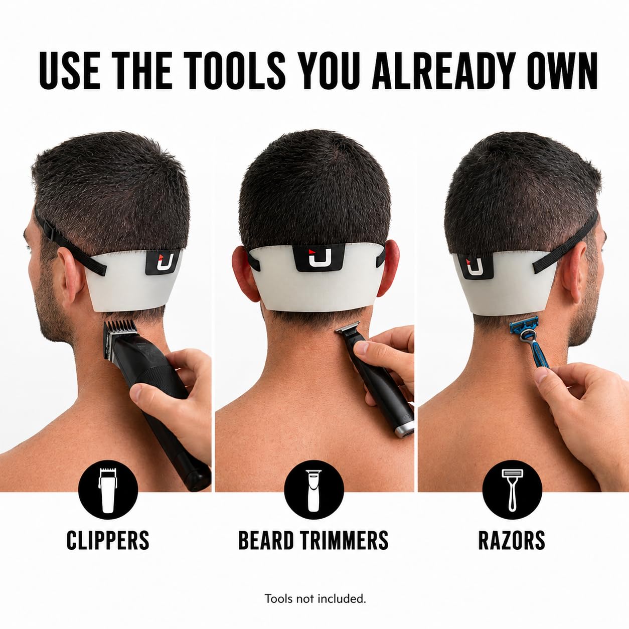 EdgUp Neckline Shaving Template for Men – Hands-Free DIY Haircut & Fade Guide, Flexible Silicone Neckline Trimmer Stencil, Original Since 2012