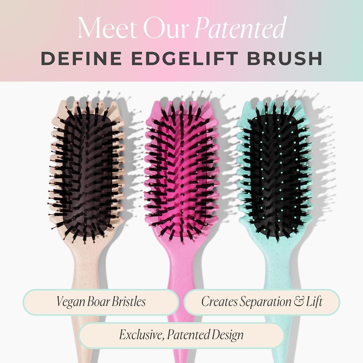 Bounce Curl Define EdgeLift Brush Bundle - Pink & Teal Brushes for Curly Hair Styling