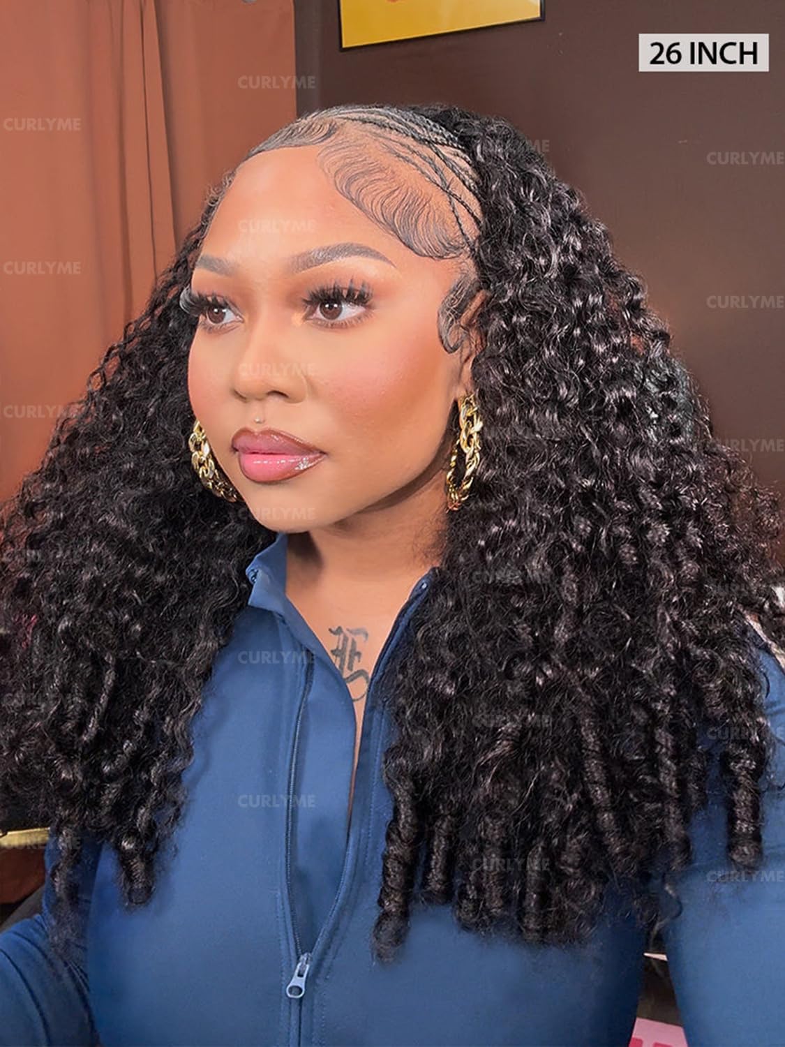 Burmese Curly Half Wig - Human Hair Flip Over Design | Glueless Headband Wig for Women - 18 Inch