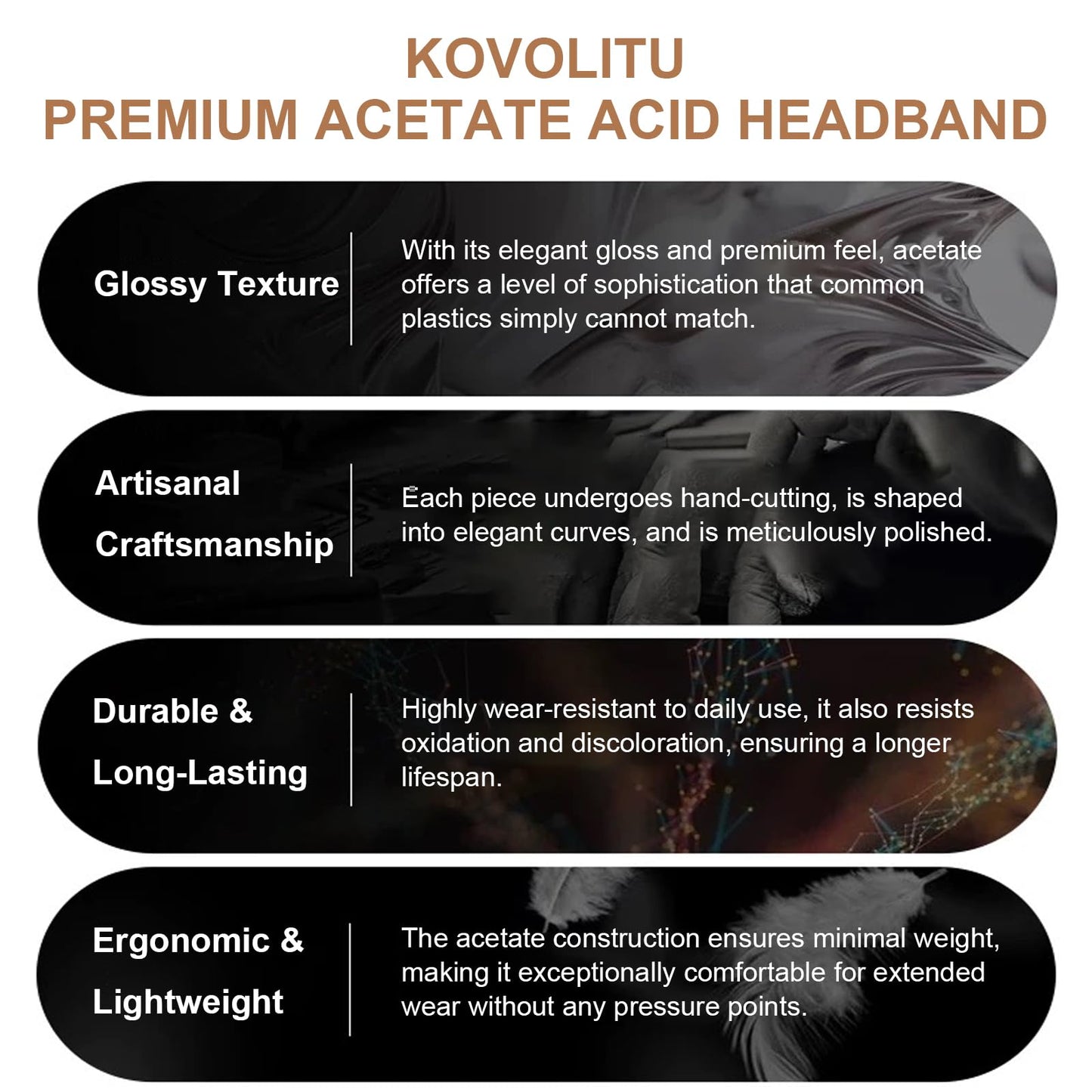 KOVOLITU Headband Designed for Eyewear,Flex No Pressure Comfortable Hair Band Fashion Acetate Headbands for Womens Sisters Girls Gifts-Lake Green