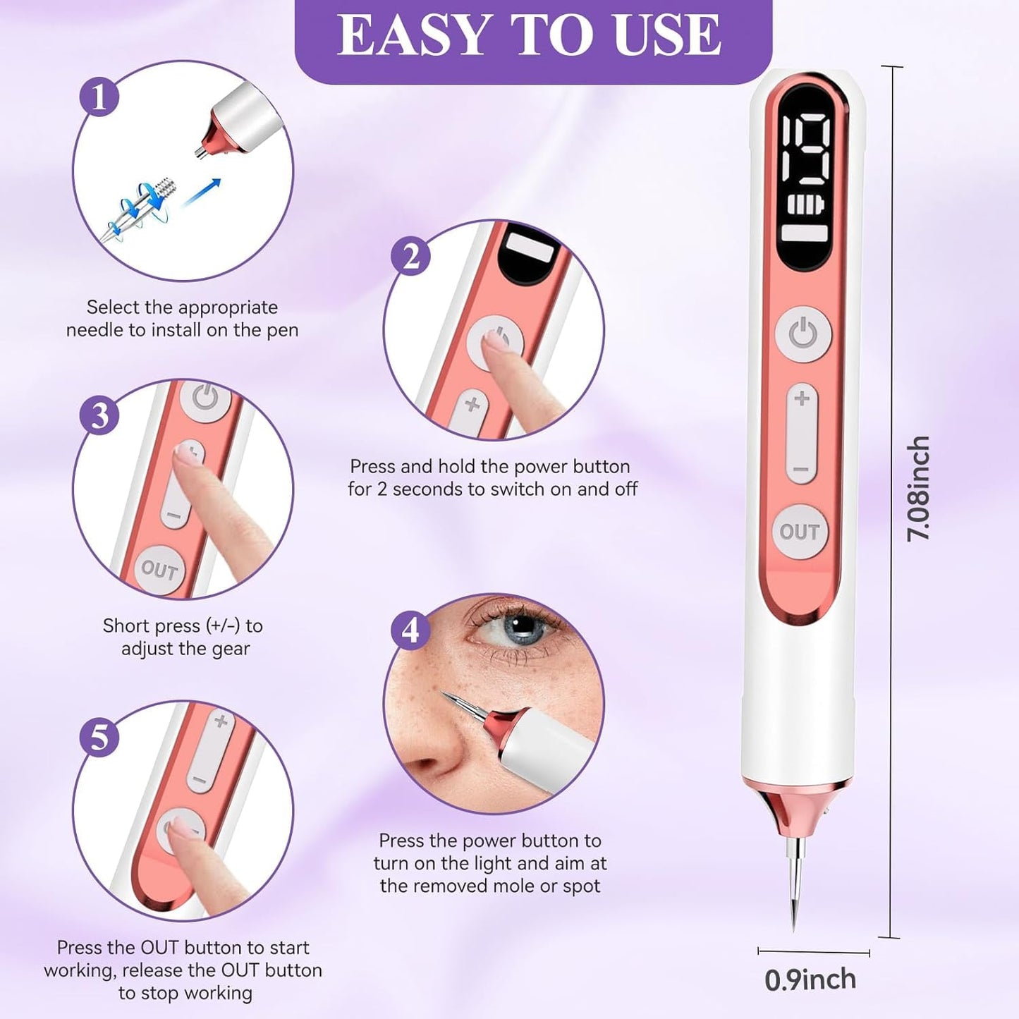Skin Care Tools, Tag Appearance Grooming Pen – Cosmetic Use, Safe for Adult Home Grooming (Rose)