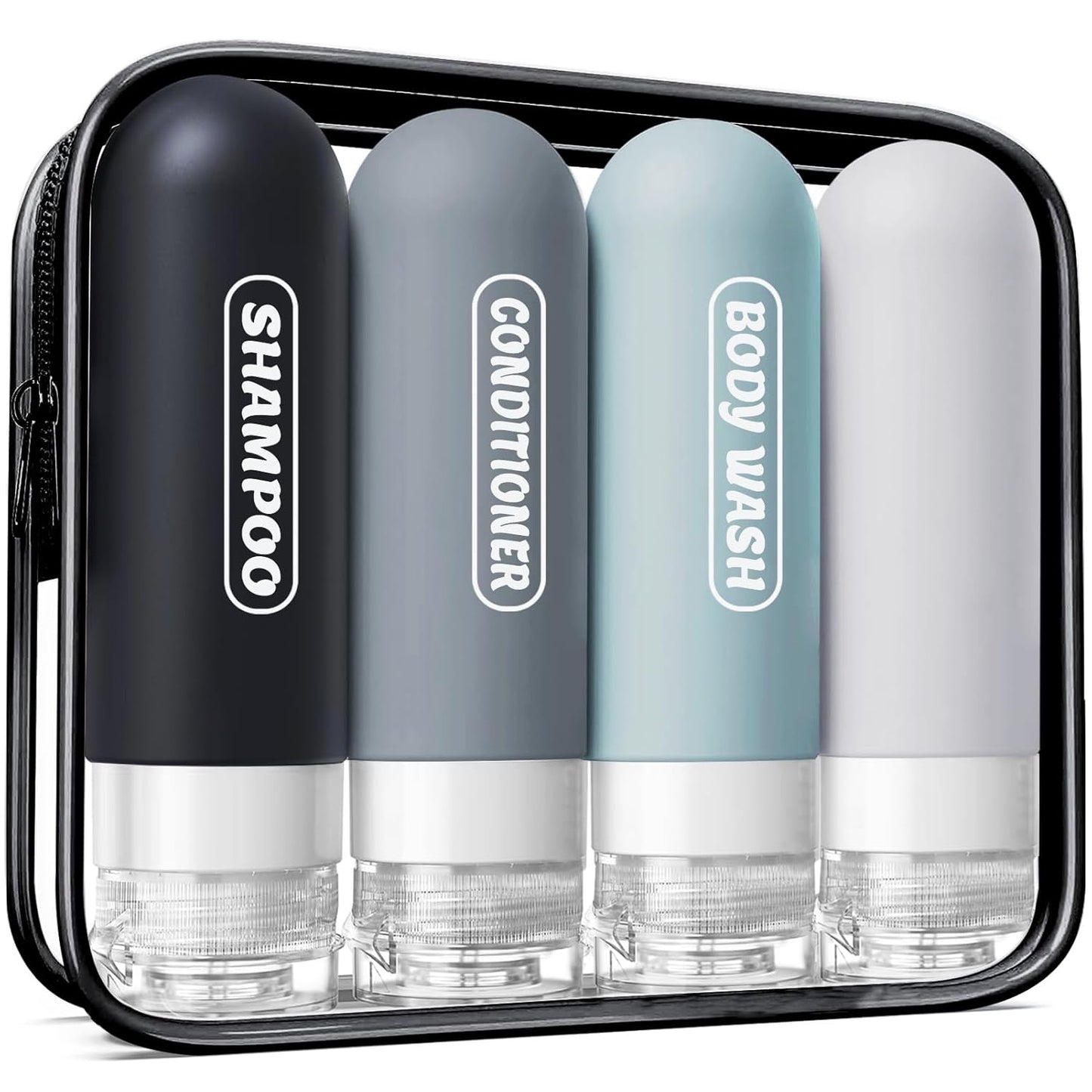 Travel Bottles Set - TSA Approved Leak Proof Toiletry Containers | 20 Pack Refillable Shampoo & Conditioner Bottles (Dark Color)