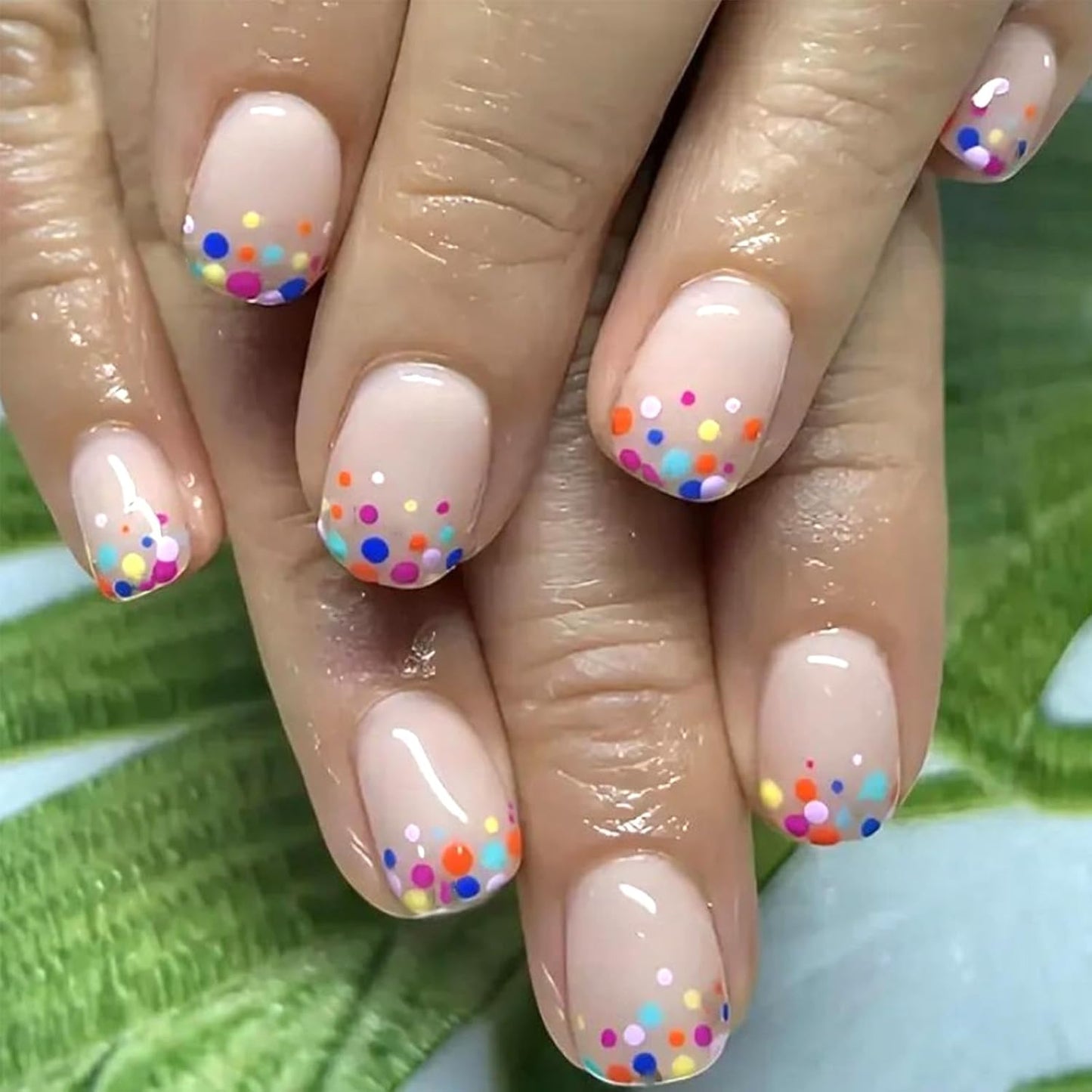 Press-On Nails - Aurora Starry Sky Multicolor Gradient | Glossy Full Cover Reusable 24 Pcs for Women