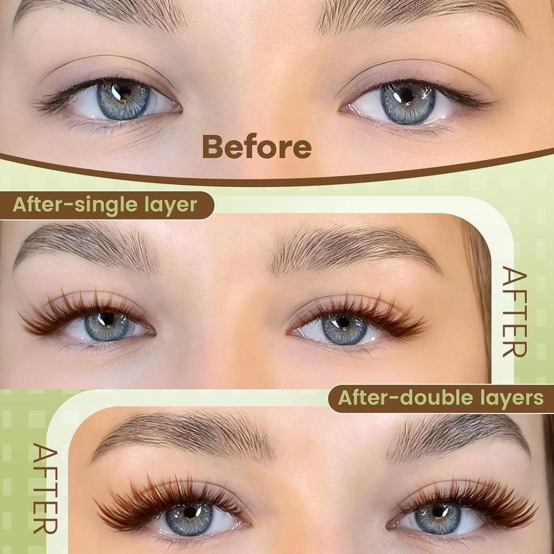 Brown Lash Clusters - Manga Cluster Eyelash Extensions | 8-16mm Spiky Individual Lashes for DIY Application