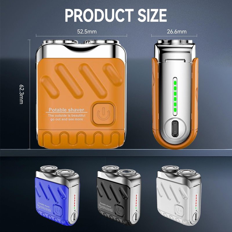 Mini Electric Shaver, Portable Rotary Dual Ring Electric Shaver, Mini Shavers for Men, USB Rechargeable One Button Long Lasting for Home Travel Business, Orange