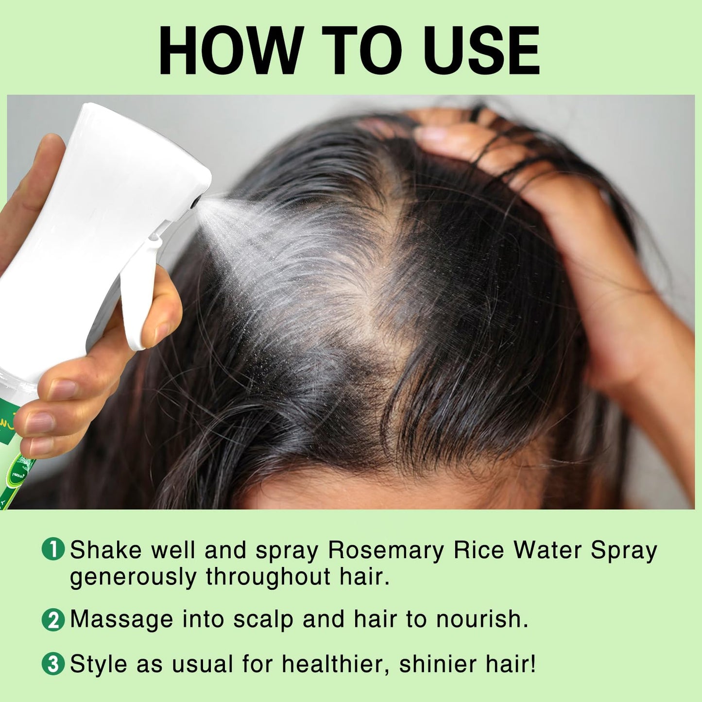 WOZUTUNT Rice Water Rosemary Spray - Rosemary & Rice Water Spray For Women & Men, Dry, Weak Hair, Thickening, Daily Strengthening Mist Hair Care Product for All Hairs Types (10 fl oz)