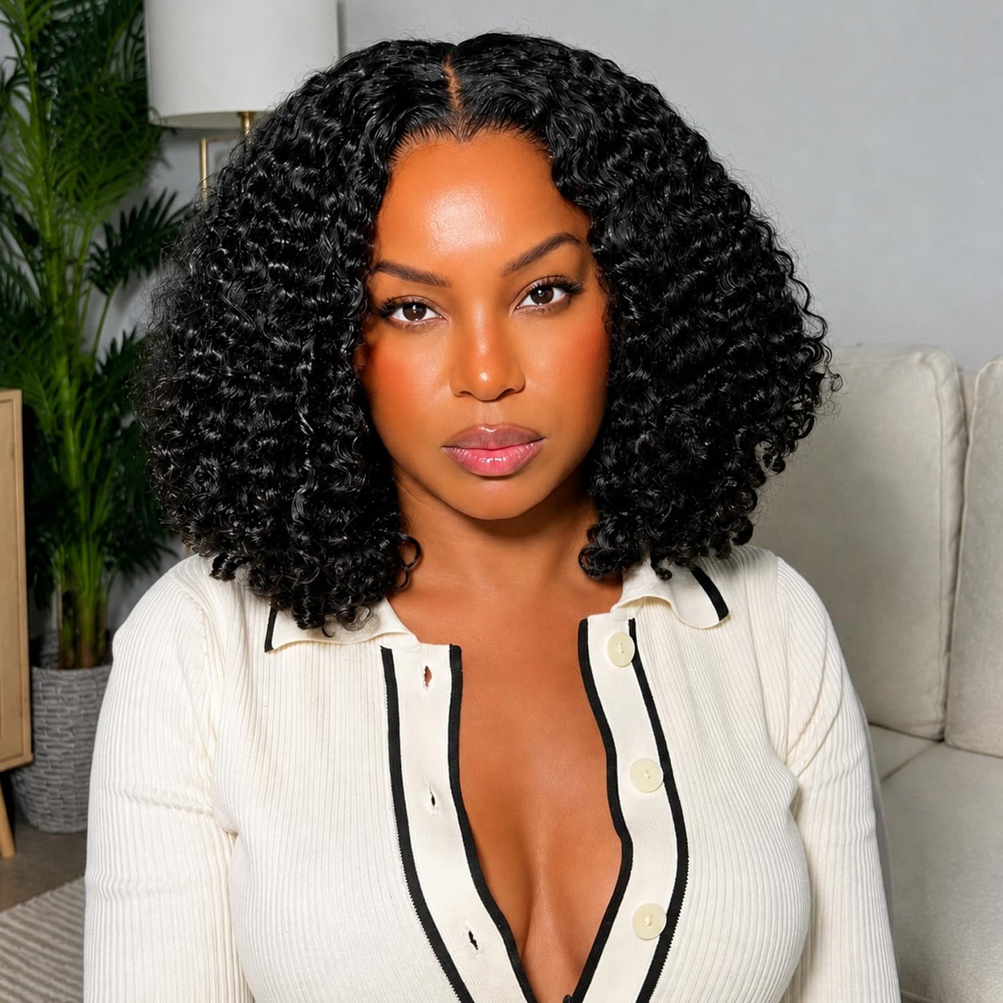 Burmese Curly Half Wig - 220% Density 100% Real Human Hair | Glueless 3-in-1 Headband Wig, 16 Inch