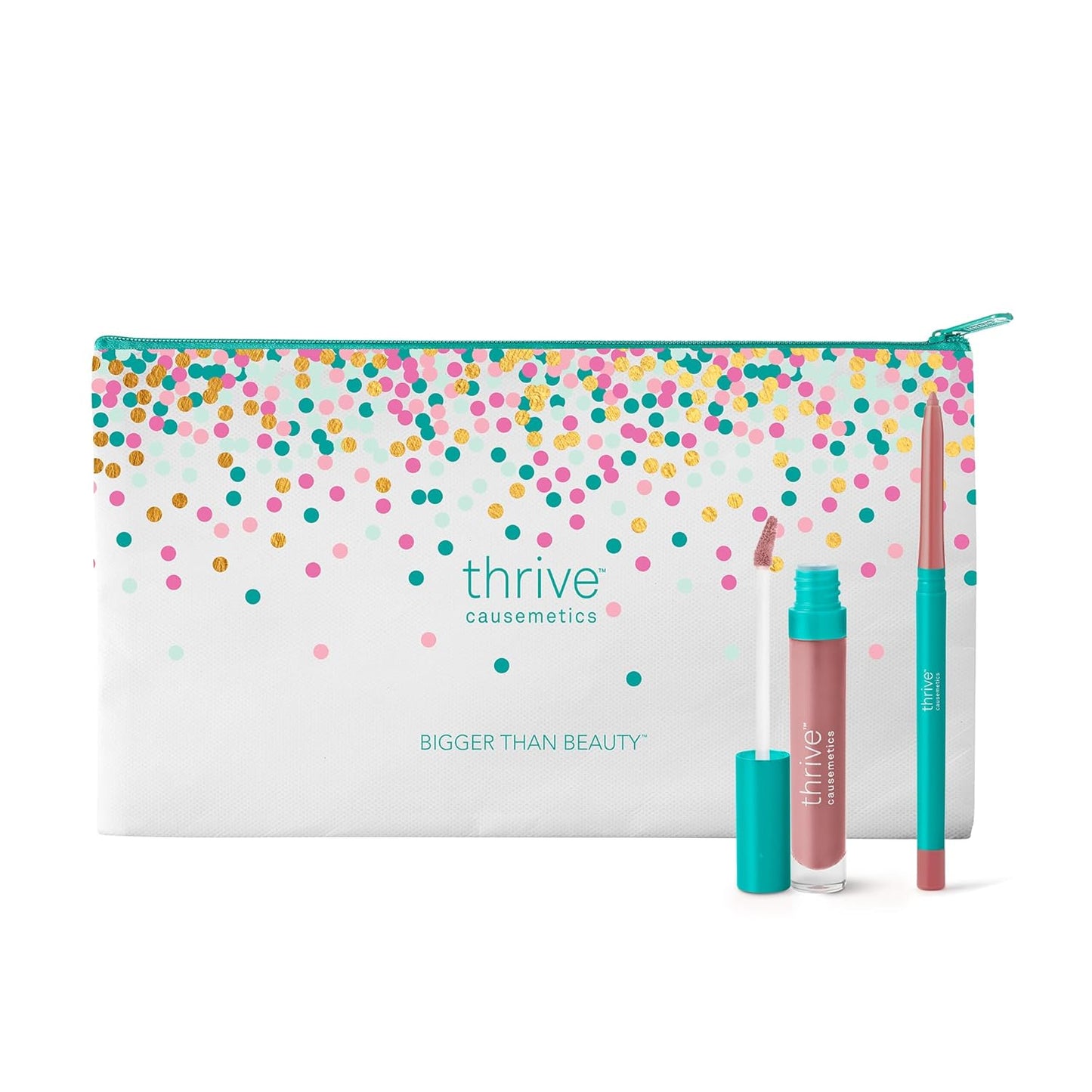 Perfect Pink Pout Lip Gloss & Liner Set | Vegan Lip-Plumping Peptide Gloss & Long-Wearing Liner - Pink Mauve