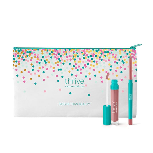 Perfect Pink Pout Lip Gloss & Liner Set | Vegan Lip-Plumping Peptide Gloss & Long-Wearing Liner - Pink Mauve
