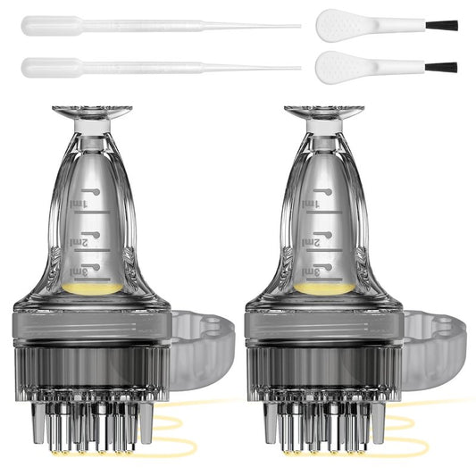 2 PCS Minoxidil Applicators with Cleaning Brush and Dropper, Anglecai Easy Fast Apply Scalp Applicator Comb for Hair Oil Applicator Brush, Minoxidil Brushes for Scalp Applicator Comb