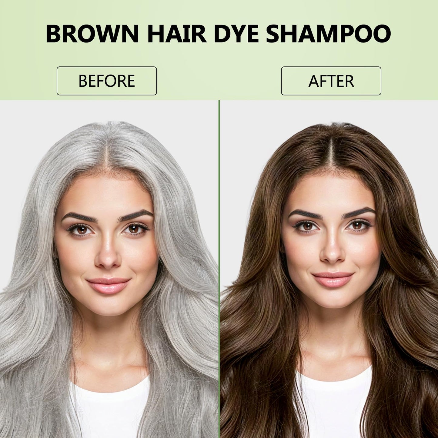 Plantkonw Brown Hair Dye Shampoo, 6 In 1 Semi Permanent Hair Color Shampoo for Gray Coverage, Natural Hair Dye for Women & Men, Ammonia & Paraben Free