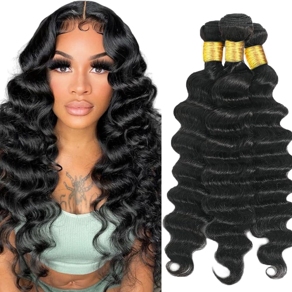 Loose Deep Wave Bundles Human Hair Loose Wave Bundles 310g 16 18 20 Inch Unprocessed Virgin Double Weft Black Bundle Hair Extensions