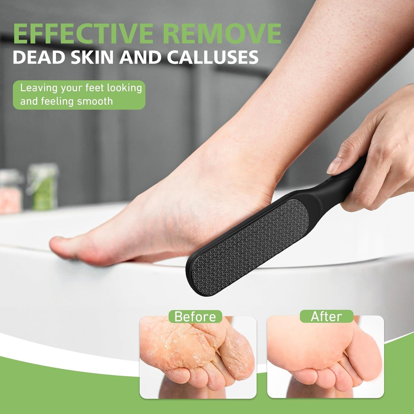 Nano Glass Foot File - Hard Skin Remover & Callus Scrubber | Durable Pedicure Tool for Soft, Smooth Feet - Black