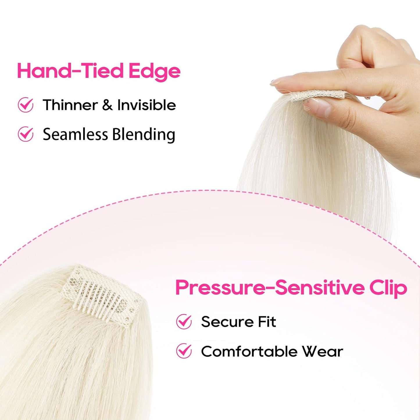 REECHO Clip In Hair Volumizer - 12 Inch Thick Hairpieces for Extra Volume | Platinum Blonde