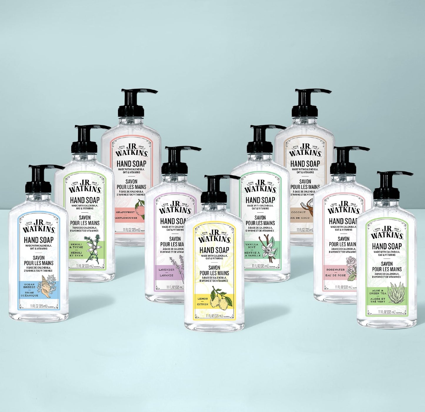 J.R. Watkins Gel Hand Soap Refill, Moisturizing Hand Wash, Formulated with Plant-Based Cleansers, Alcohol-Free, Cruelty-Free, Lemon, 34 Fl Oz, 2 Pack