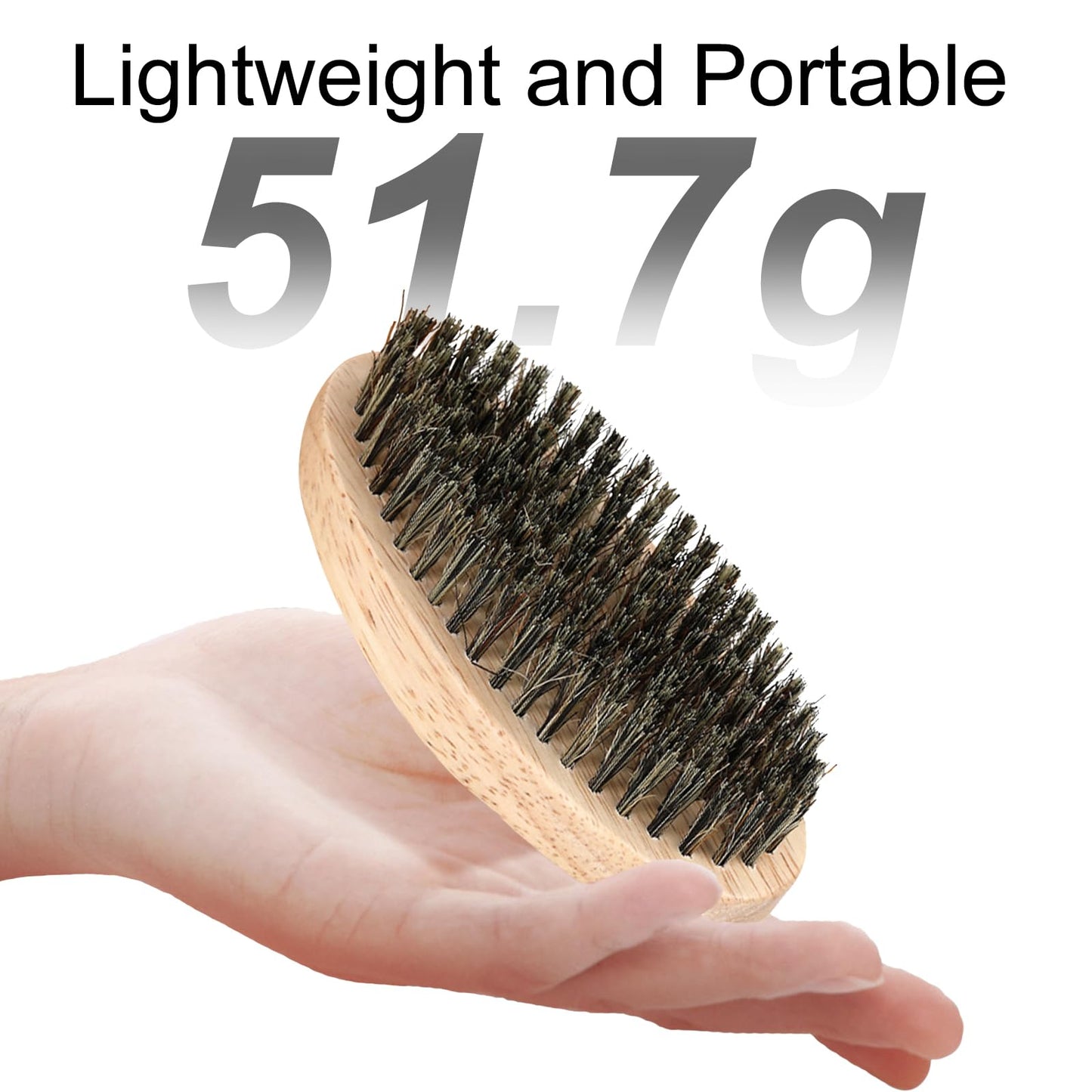Men's Faux Boar Bristle Beard Brush with Wooden Handle - Military Pocket Size for Mustache and Beard Grooming and Styling.