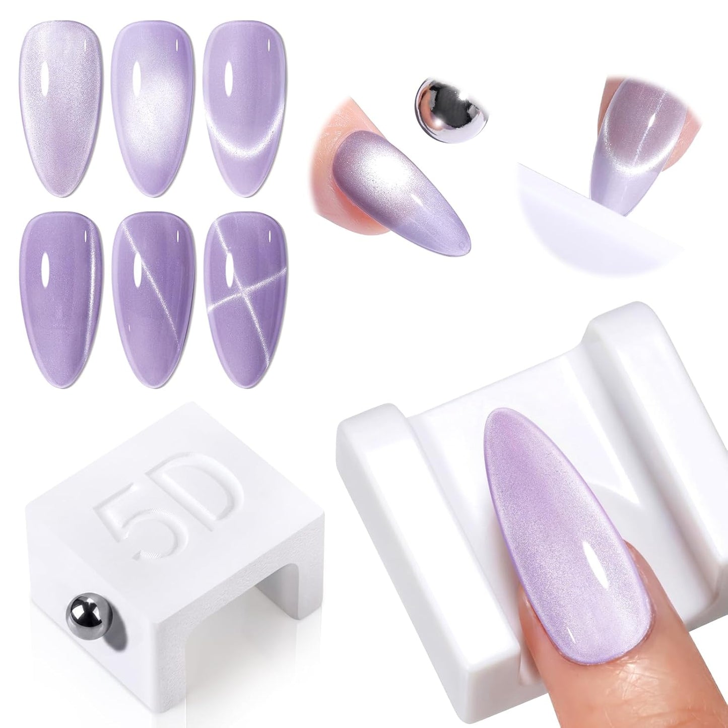 Cat Eye Magnet for Nails - 9PCS Dual-Ended Nail Art Tools | Strong Magnet for DIY Salon & Home Use