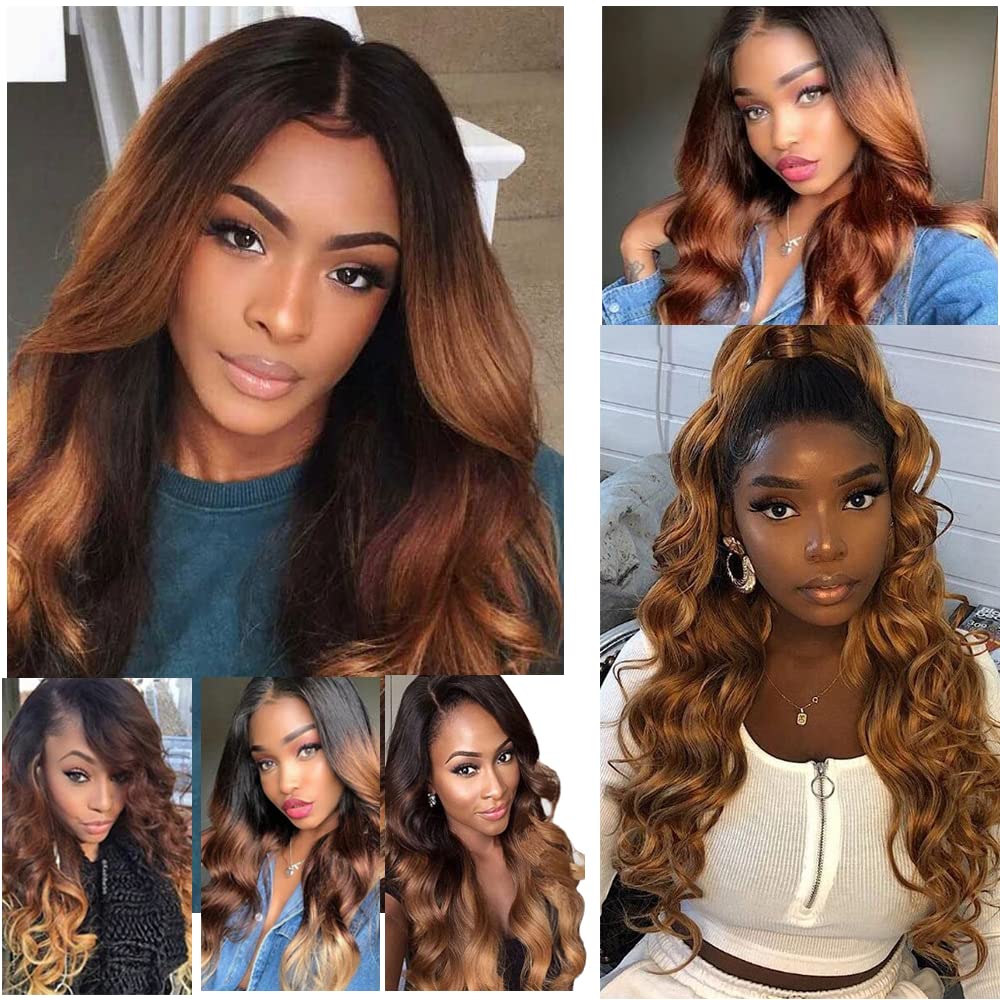 1B30 Human Hair Bundles Ombre Brown Bundles Dark Brown Body Wave Bundle Human Hair 8 10 12 Inch Double Weft Brazilian Virgin Remy Hair Extensions Silky Woft For Women Deals