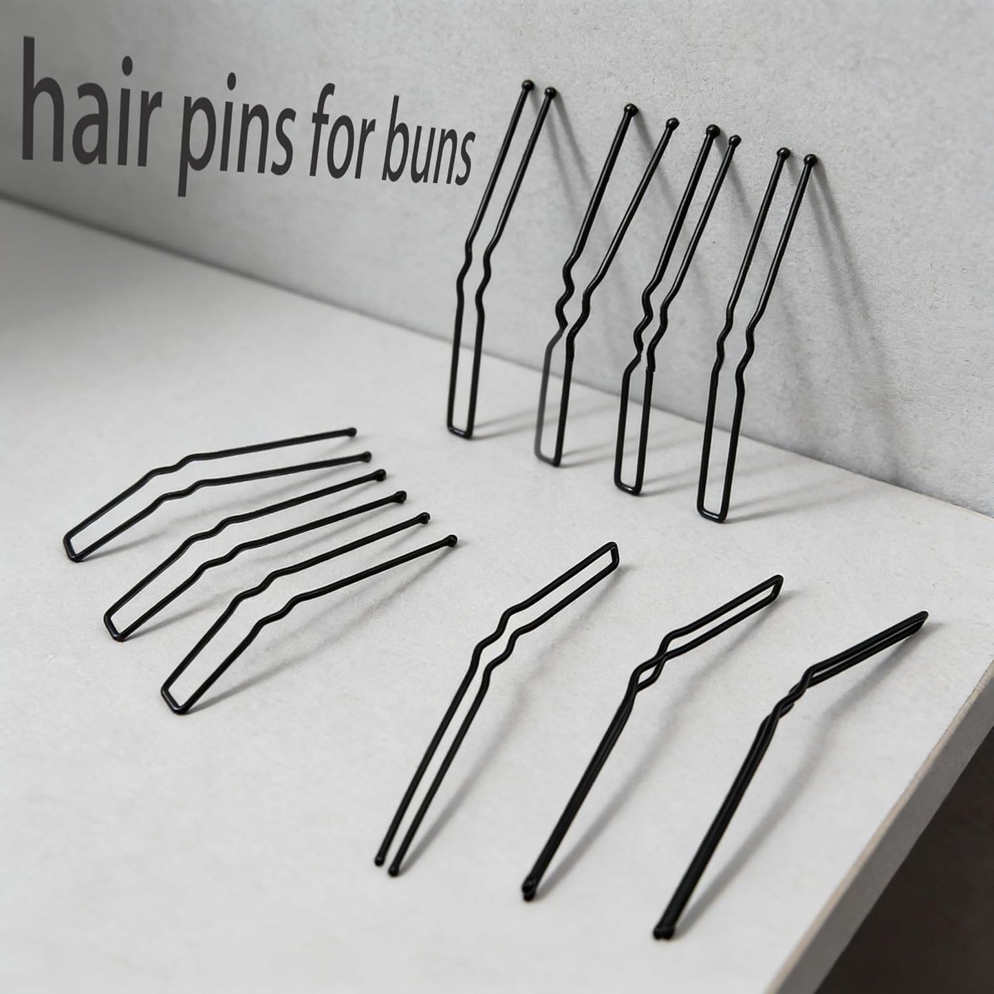 U-Shaped Hair Pins for Buns - 36 Pcs Large Black Bobby Pins for Thick & Curly Hair | 3 Inch Length