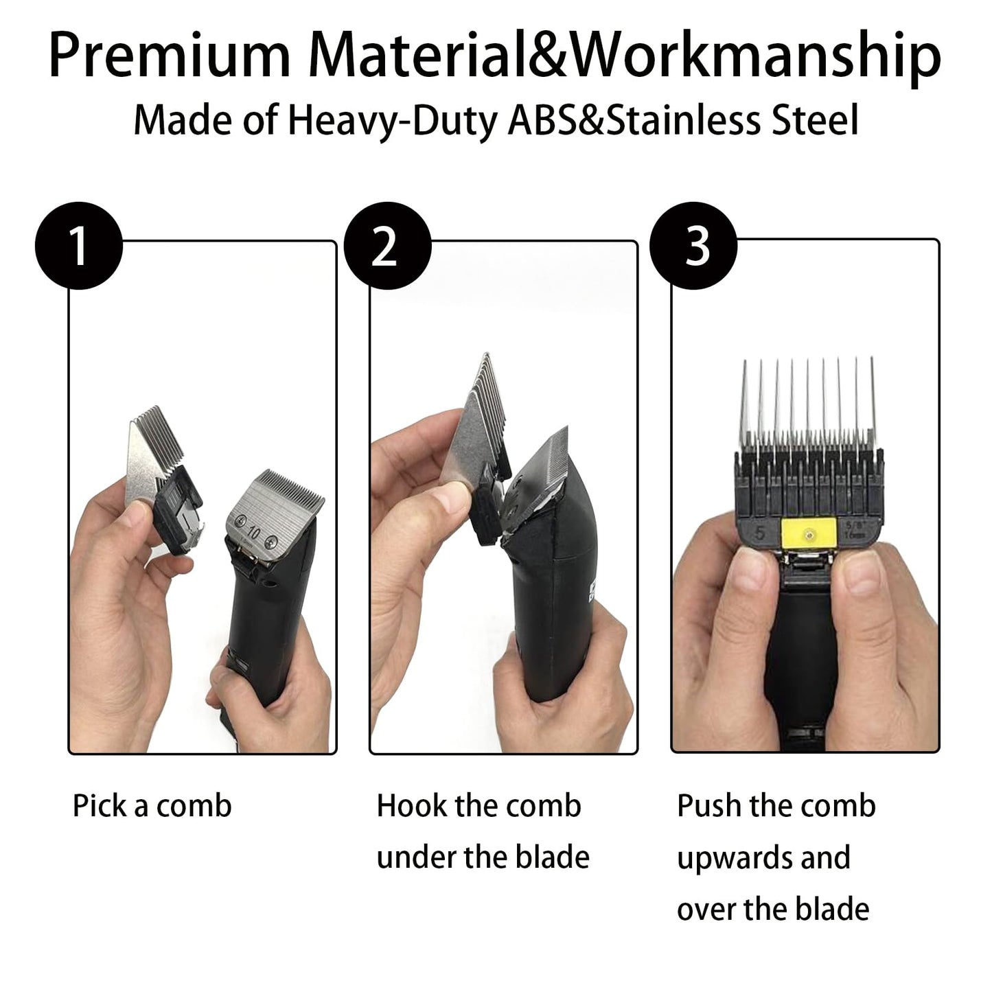 8 Pieces Professional Animal Stainless Steel Attachment Guide Guard Combs for A5 Style Detachable Blade Pet Groomers, Compatible with Wahl KM Series Andis AG BG Oster Classic 76 A5 A6 Animal Clippers