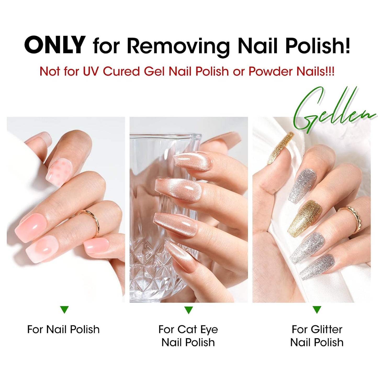 Gellen Nail Polish Remover Kit - Non-Acetone Jasmine Scent, 6.1 Fl Oz + 200 Lint-Free Wipes