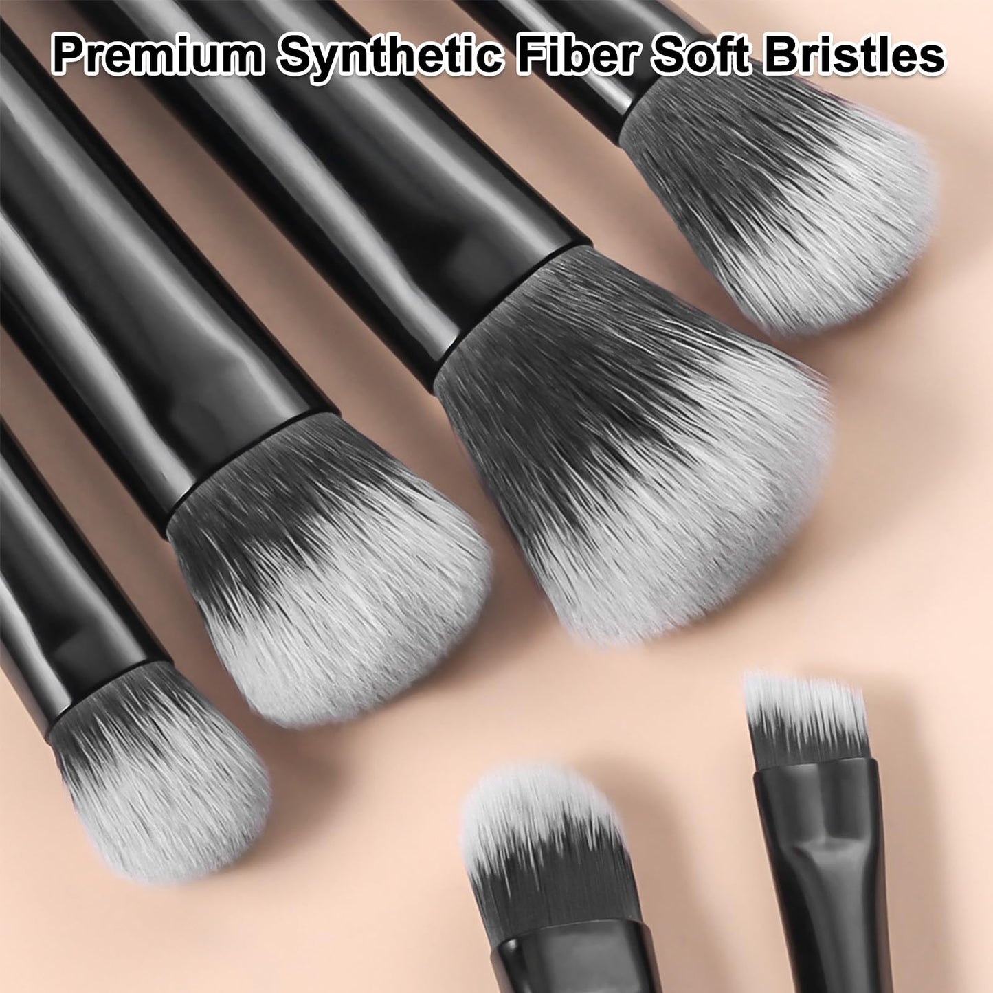 Kingtree Travel Makeup Brush Set, 10Pcs Mini Makeup Brushes with Pouch Portable ON THE GO Makeup Brush Travel Set, Easy-taken Full Complete Function Cosmetic Brushes for Flawless Makeup Looks