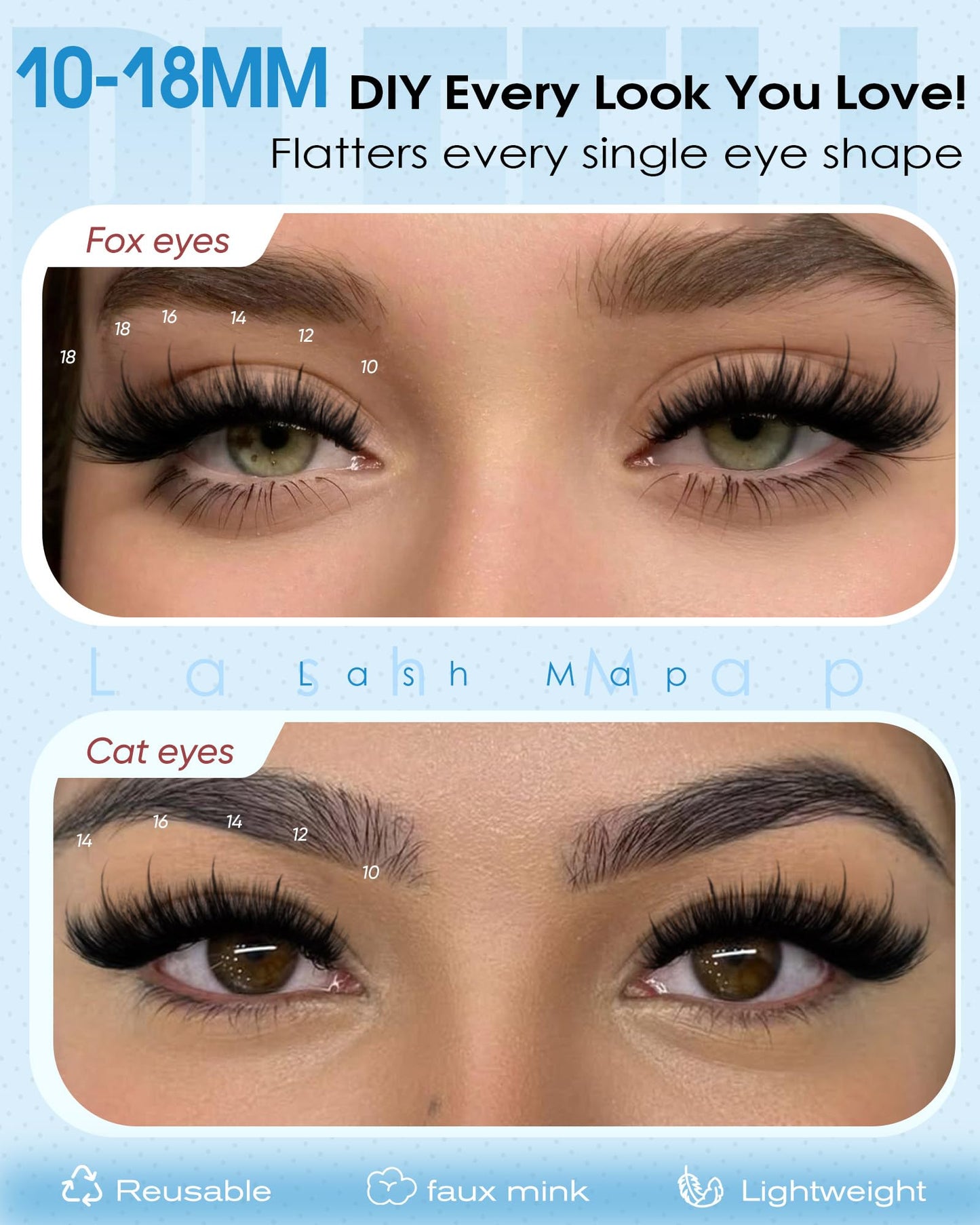 Pleell Fluffy Lash Clusters Wispy Eyelash Clusters With Spikes 10-18mm D curly Cluster Eyelash Extensions Fairy Individual Lashes Natural Volume Cluster Lashes Manga Lashes Clusters