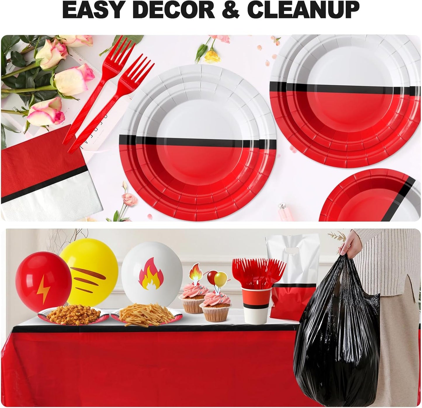 Anime Birthday Party Supplies Kit - 188 Pcs Disposable Tableware Set for 24 Guests | Plates, Napkins, Cups, Balloons & More